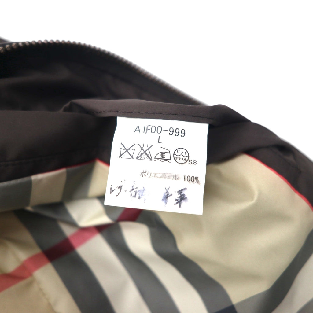 BURBERRY Quilted Rider's Jacket, Size L, Brown, Padded with Leather and Nova Check Lining