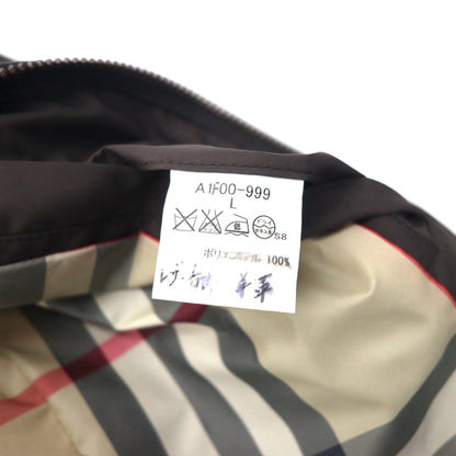 BURBERRY キルティングジャケット ライダース L ブラウン 中綿 レザー切り替え 裏地ノバチェック