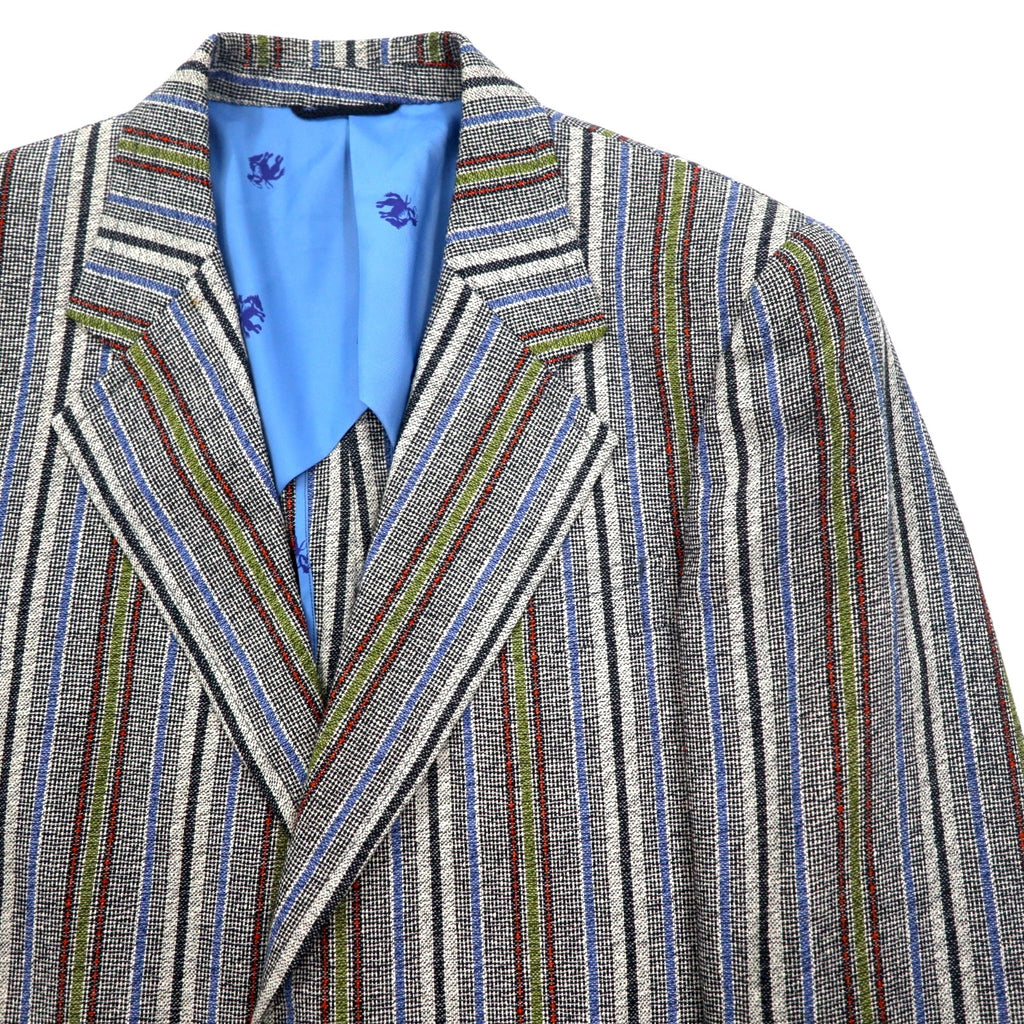Vintage 80s Blazer Mr. Rough Rider × BROADHEAD &amp; GRAVES 80s Jacquard 2B Tailored Jacket M Multi Stripe