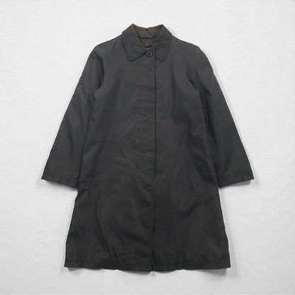 PRADA イタリア製 バルマカーン ナイロン ステンカラーコート S ダークブラウン 比翼