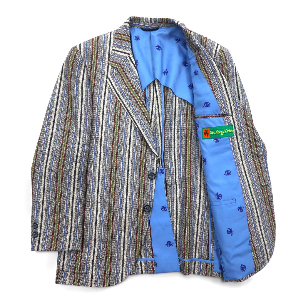 Vintage 80s Blazer Mr. Rough Rider × BROADHEAD &amp; GRAVES 80s Jacquard 2B Tailored Jacket M Multi Stripe