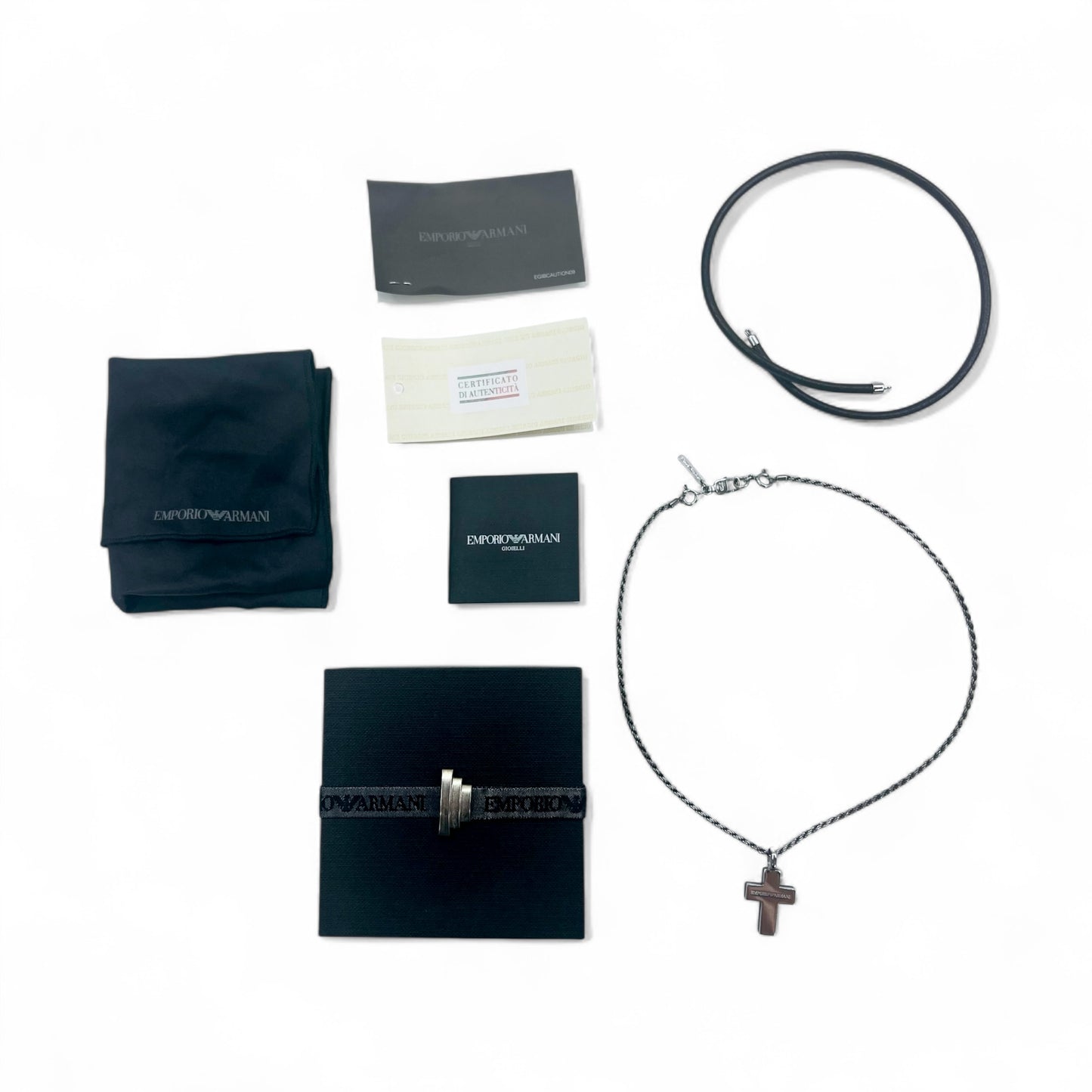 EMPORIO ARMANI 2WAY クロス 十字架 ネックレス シルバー Silver 925 レザー