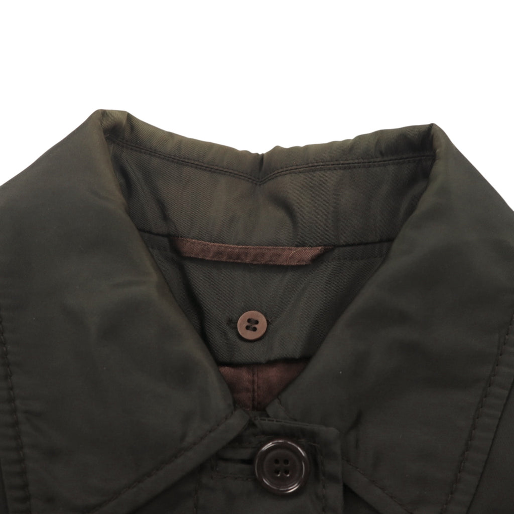 PRADA イタリア製 バルマカーン ナイロン ステンカラーコート S ダークブラウン 比翼