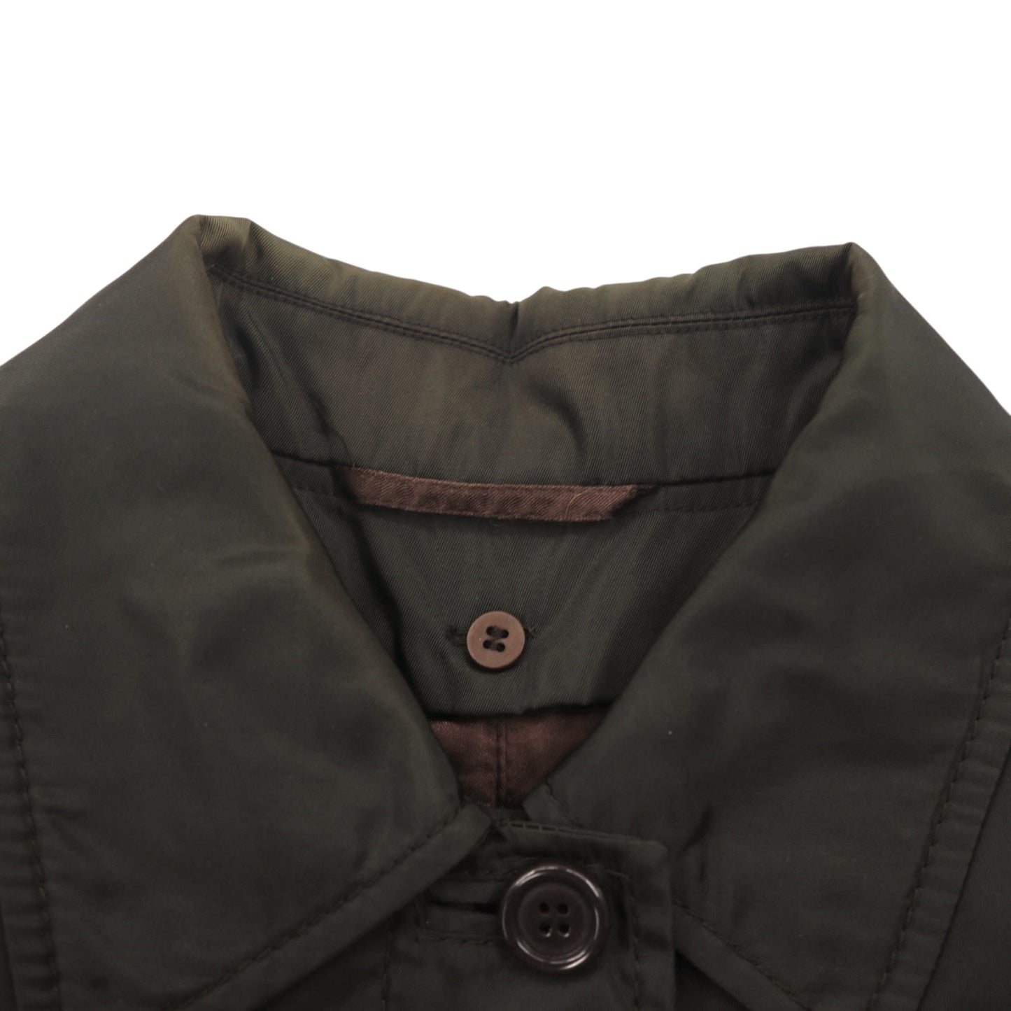 PRADA イタリア製 バルマカーン ナイロン ステンカラーコート S ダークブラウン 比翼