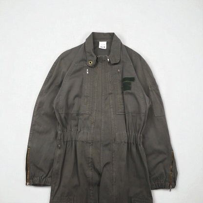 Vintage 80s France Made Jumpsuit by J.VEYRIER, 80s All-in-One Jumpsuit, Size M, Khaki, Military Style