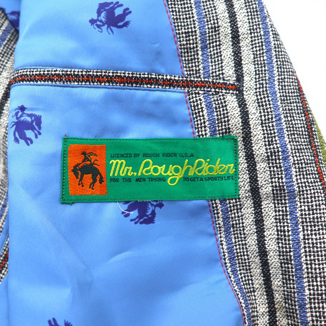 Vintage 80s Blazer Mr. Rough Rider × BROADHEAD &amp; GRAVES 80s Jacquard 2B Tailored Jacket M Multi Stripe