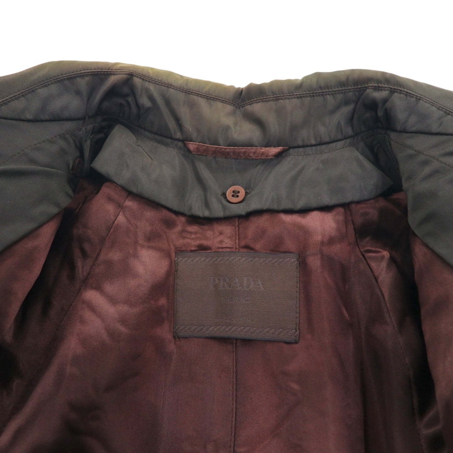 PRADA イタリア製 バルマカーン ナイロン ステンカラーコート S ダークブラウン 比翼
