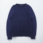 J.CREW フィッシャーマン アラン ニット セーター M ネイビー ローゲージ ケーブル編み