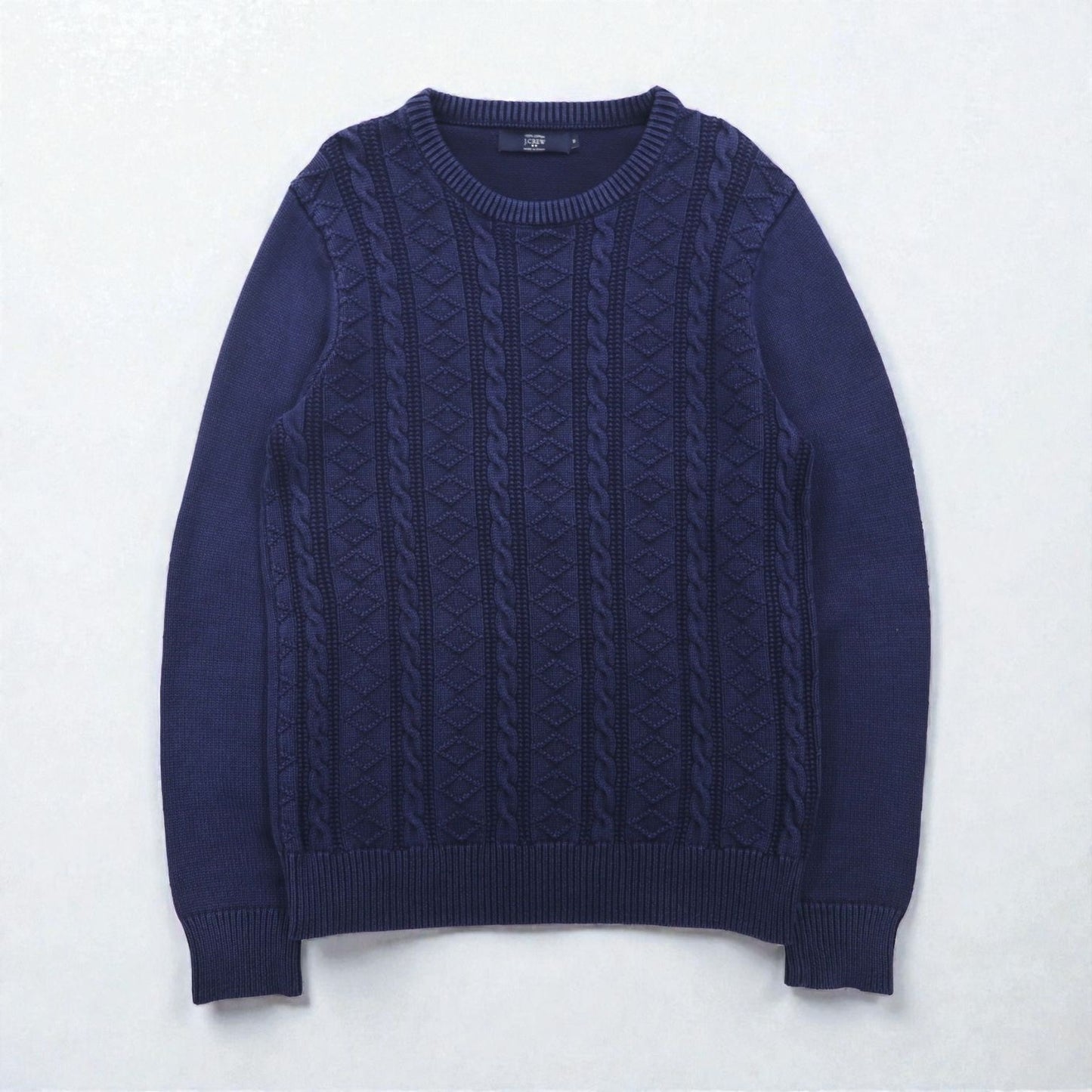 J.CREW フィッシャーマン アラン ニット セーター M ネイビー ローゲージ ケーブル編み