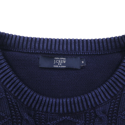 J.CREW フィッシャーマン アラン ニット セーター M ネイビー ローゲージ ケーブル編み