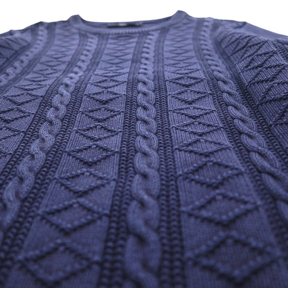 J.CREW フィッシャーマン アラン ニット セーター M ネイビー ローゲージ ケーブル編み