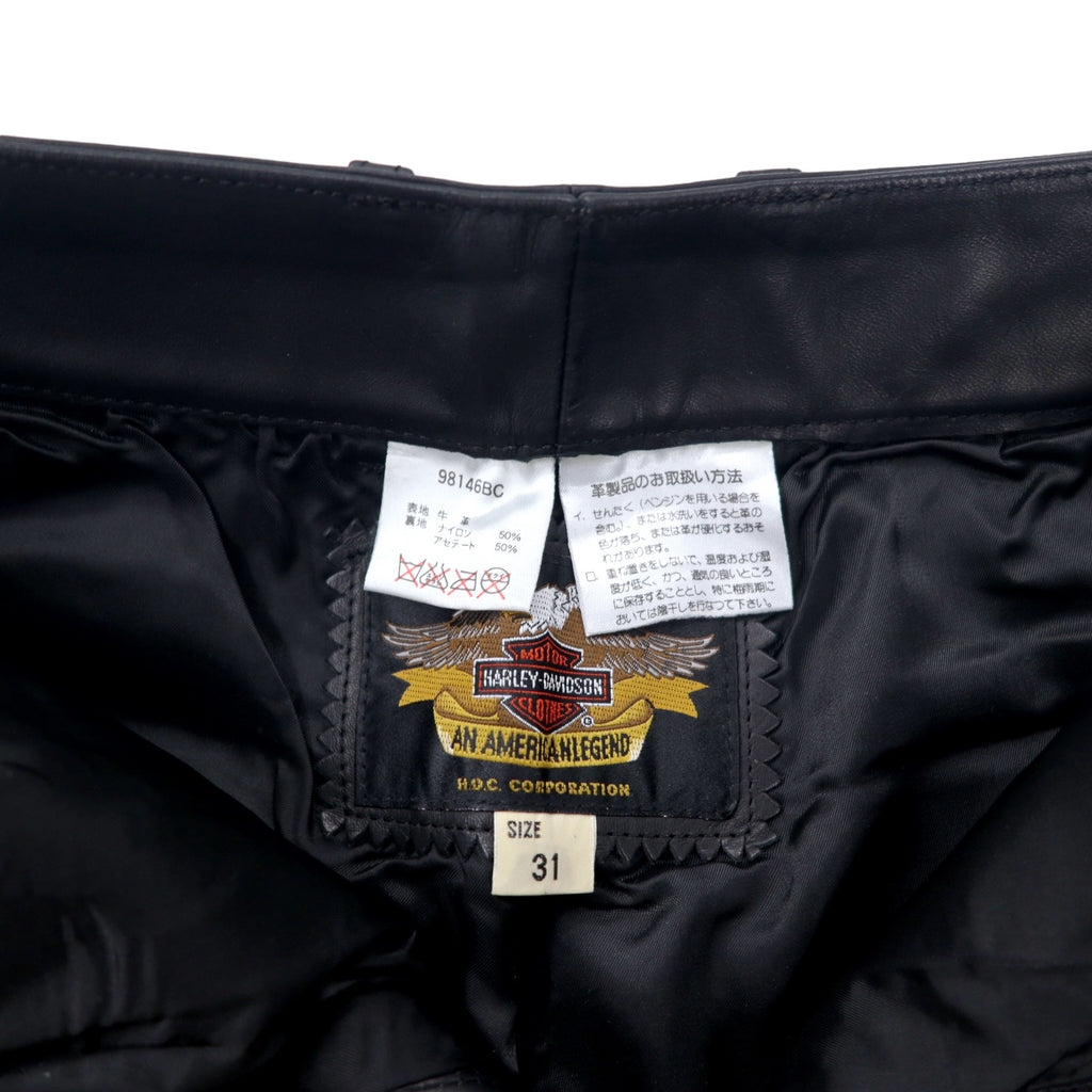 HARLEY DAVIDSON レザーパンツ 31 ブラック 牛革 ジッパーフライ 98146BC