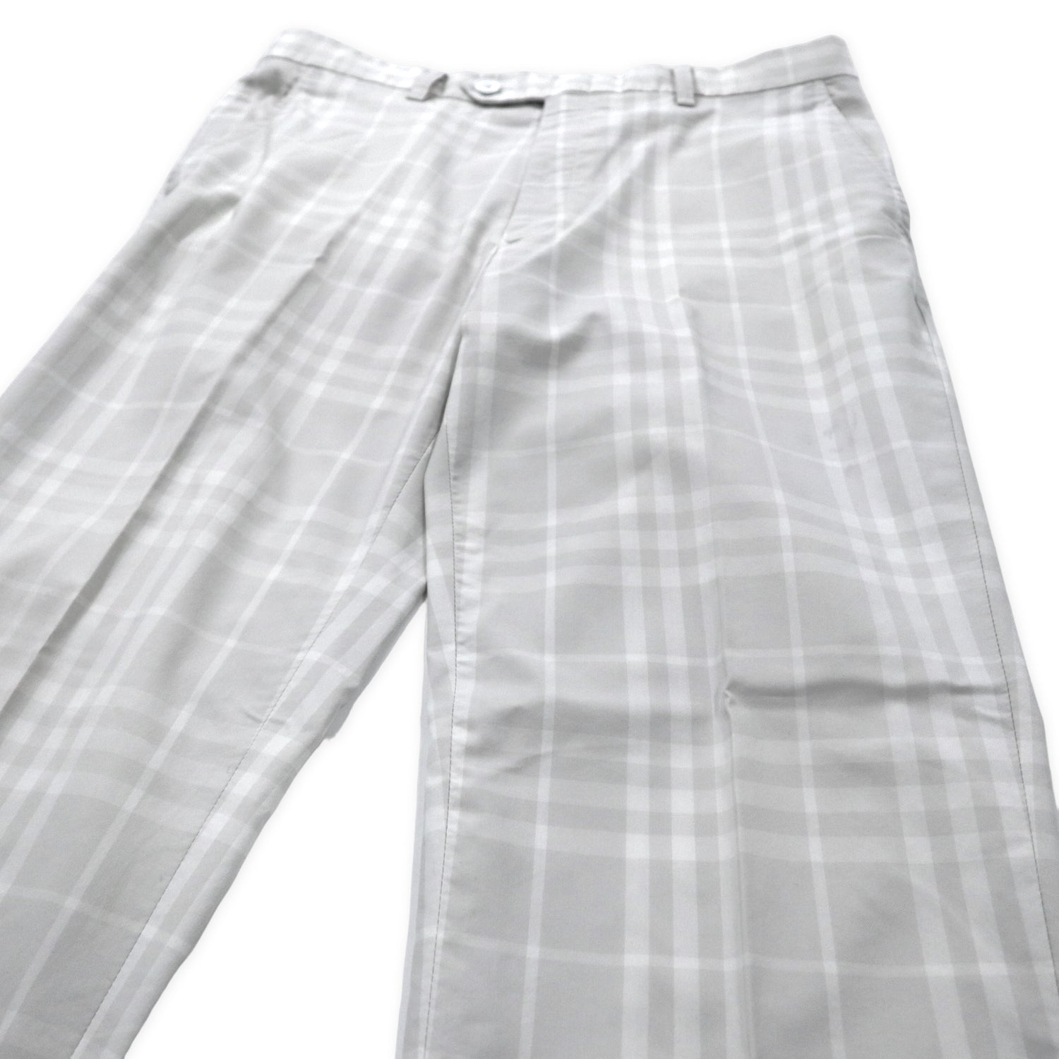 BURBERRY GOLF Shadow CHECKED SLACKS PANTS 88 White Silver Cotton