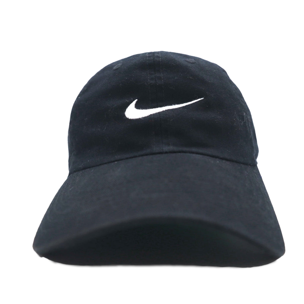 NIKE スウッシュ ロゴ刺繍 ベースボールキャップ ONE ブラック コットン