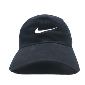 NIKE スウッシュ ロゴ刺繍 ベースボールキャップ ONE ブラック コットン