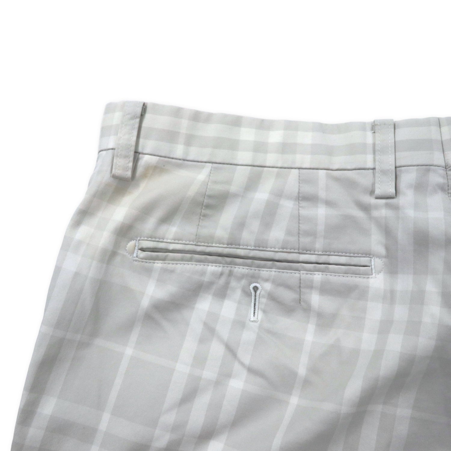 BURBERRY GOLF Shadow CHECKED SLACKS PANTS 88 White Silver Cotton