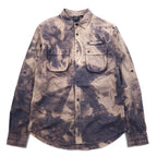 A|X ARMANI EXCHANGE Tie-dye bleached utility shirt, medium, gray, military, flap pocket