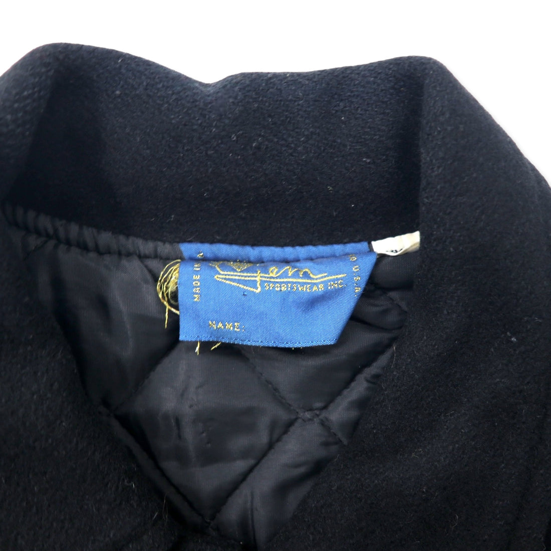 Gem SPORTSWEAR Made in USA 90's Stadium Jumper XXL Black Wool Quilted Liner Patch Big Size