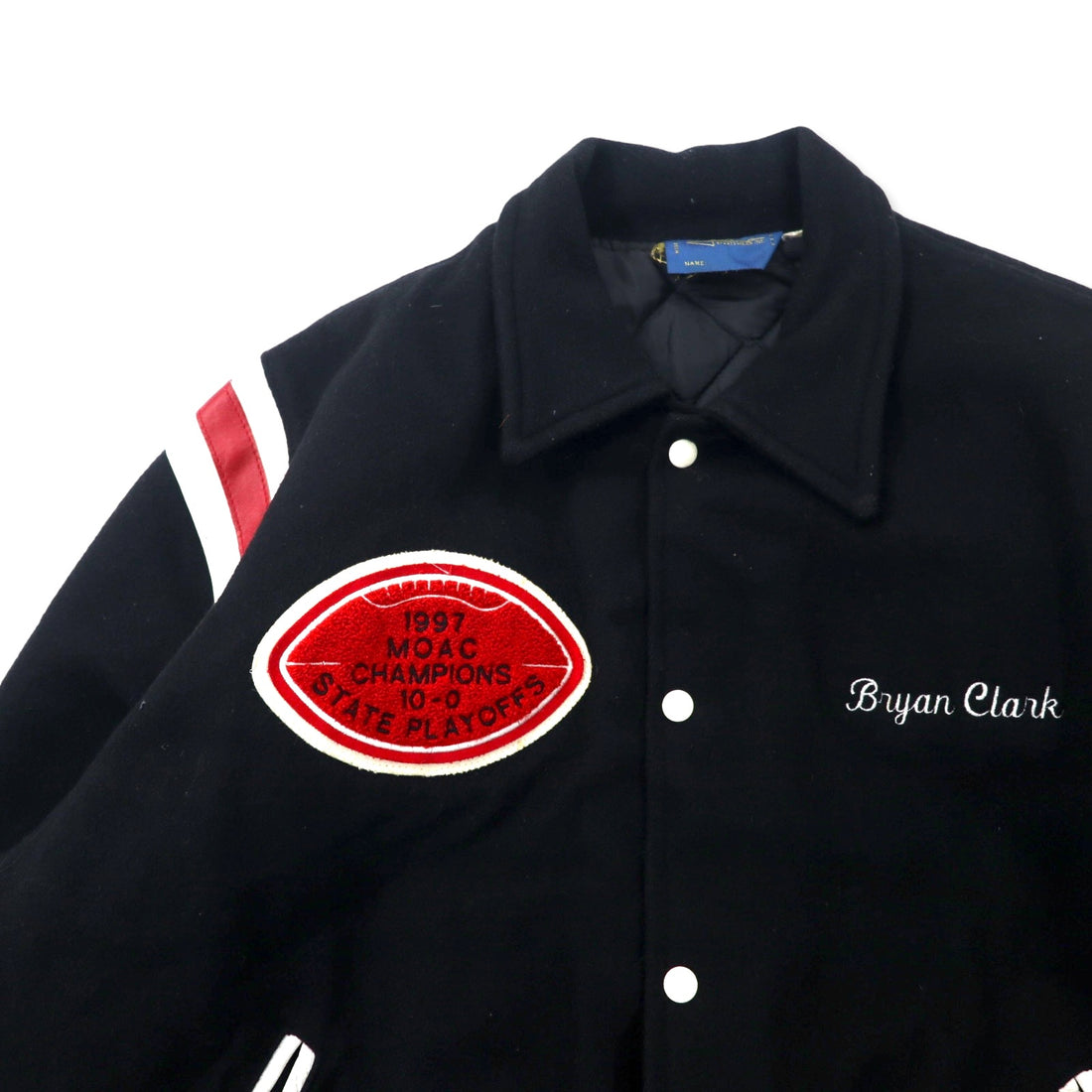 Gem SPORTSWEAR Made in USA 90's Stadium Jumper XXL Black Wool Quilted Liner Patch Big Size