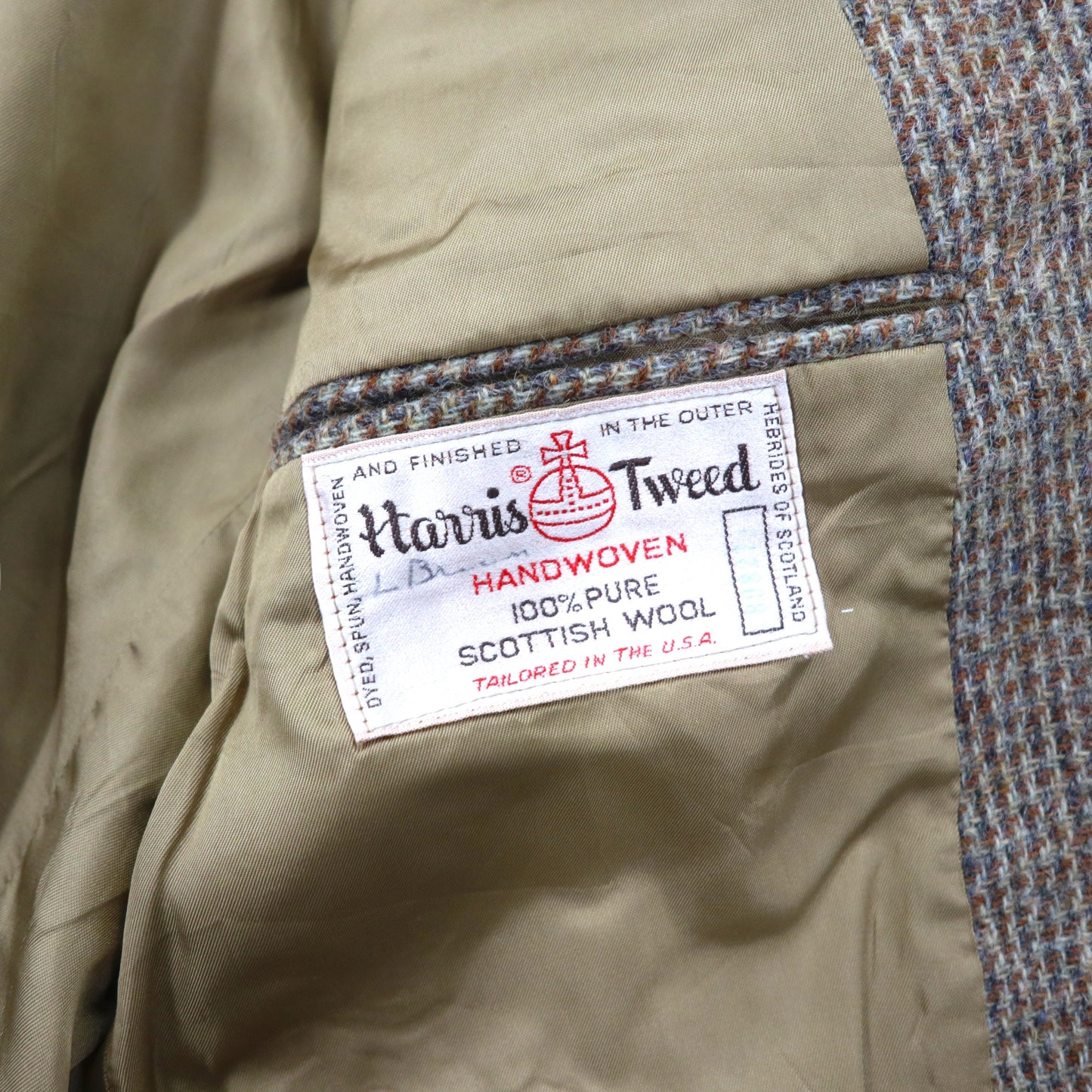 USA製 HARRIS TWEED 80年代 2Bテーラードジャケット M ブラウン ウール ツイード