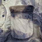 A|X ARMANI EXCHANGE Tie-dye bleached utility shirt, medium, gray, military, flap pocket