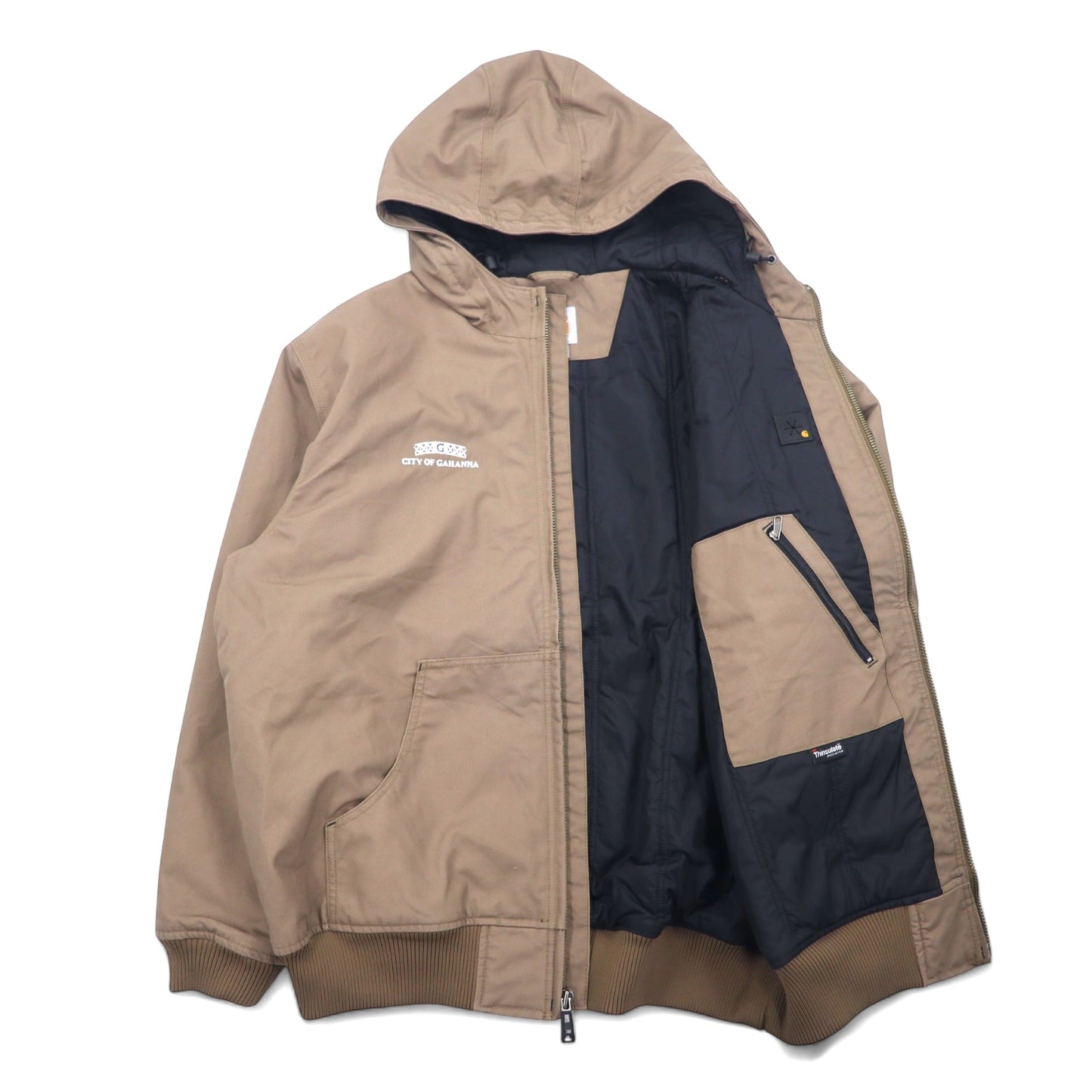 carhartt アクティブジャケット ダック パーカー XL ベージュ コットン Thinsulate 中綿 Jefferson Quick Duck Rain Defender Active Jacket 防水 101493