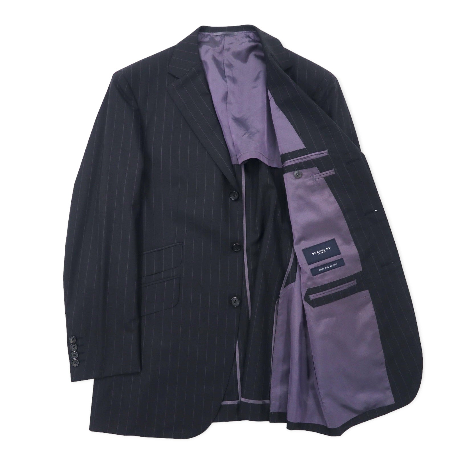 BURBERRY 3B Suit Set Up CLUB COLLECTION 96-86-175 L40 Grey Striped Wool SUPER 120's Made in Japan