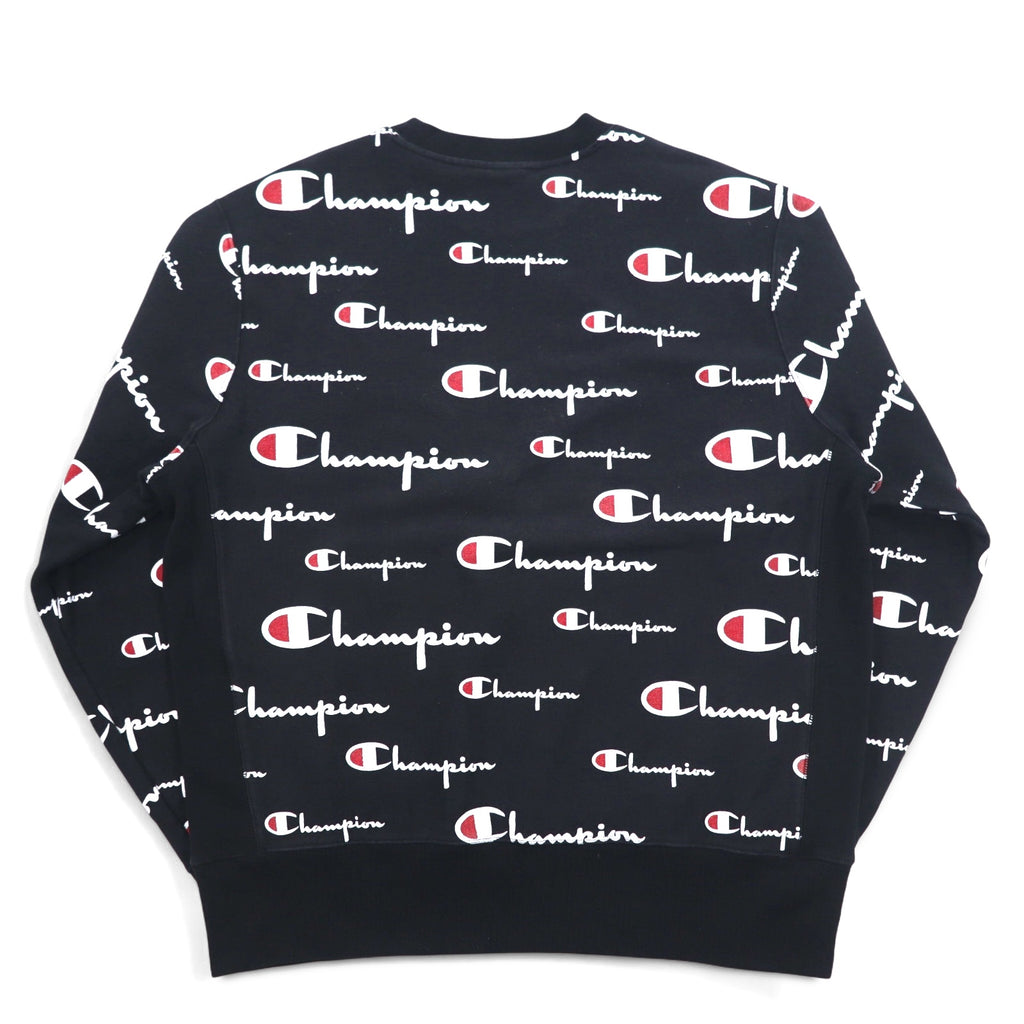 Champion Reverse Weave Sweatshirt 3XL Black Script Logo All-over Print Blue Single Tag Reissue