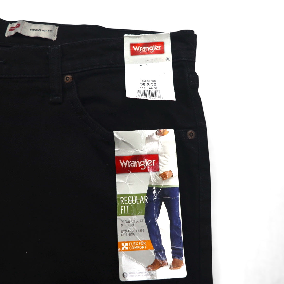 Wrangler Black Denim Pants Jeans L Regular Fit Unused