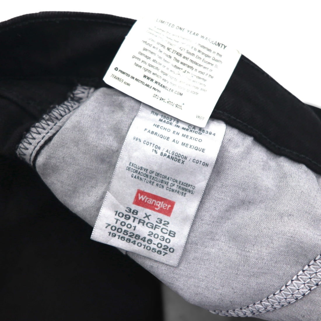 Wrangler Black Denim Pants Jeans L Regular Fit Unused
