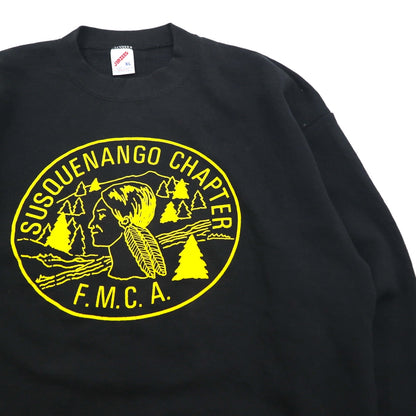 JERZEES 80年代 USA製 スウェット XL ブラック コットン 裏起毛 SUSQUENA CHAPTER F.M.C.A.