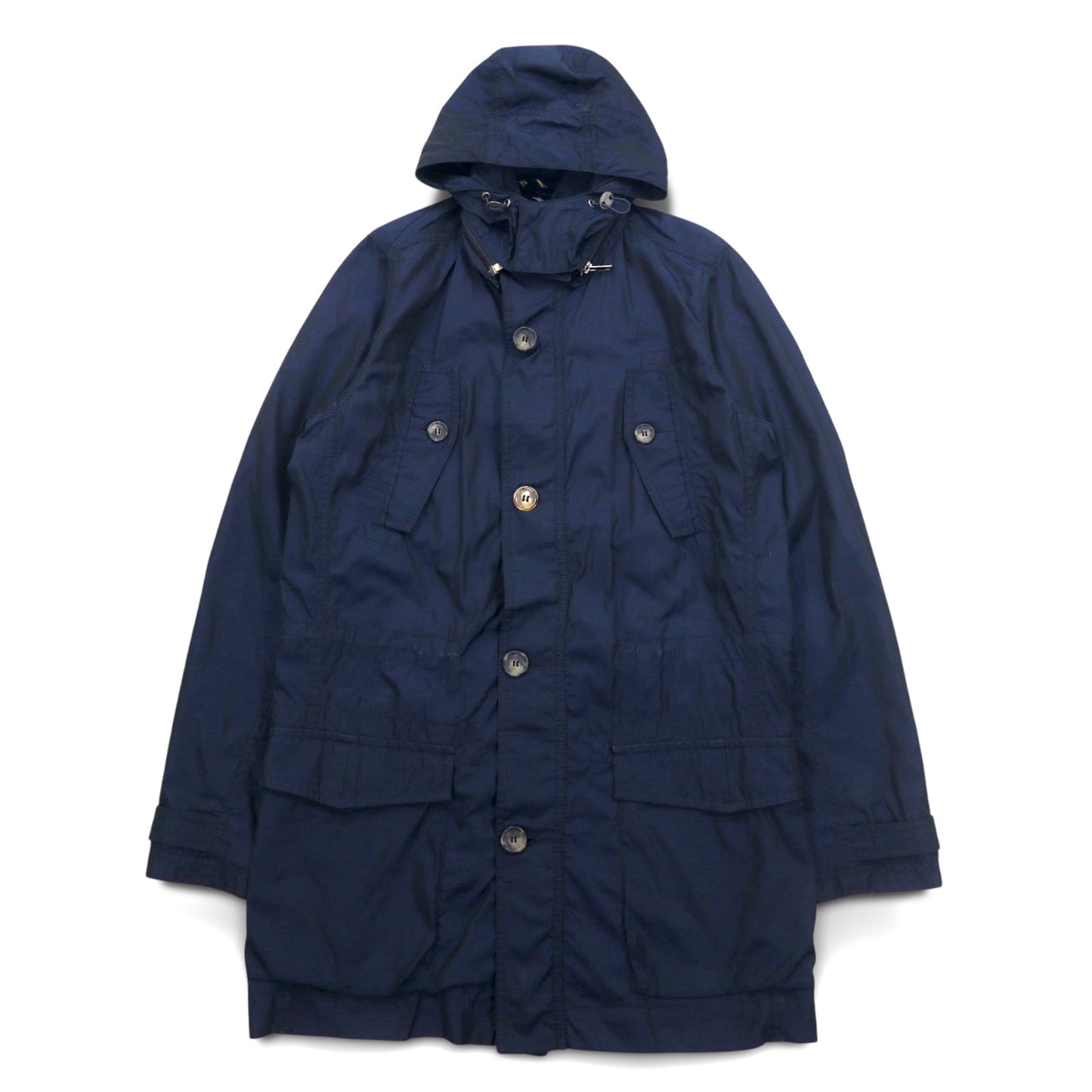 TOMMY HILFIGER 00年代 モッズコート フィールドパーカー S ドローコード フード着脱式 ダブルジップ