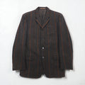 Men's Big 80s Vintage Blazer Tweed Tailored Jacket, Size M, Brown Striped Wool Lining, Paisley Pattern,