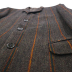 Men's Big 80s Vintage Blazer Tweed Tailored Jacket, Size M, Brown Striped Wool Lining, Paisley Pattern,