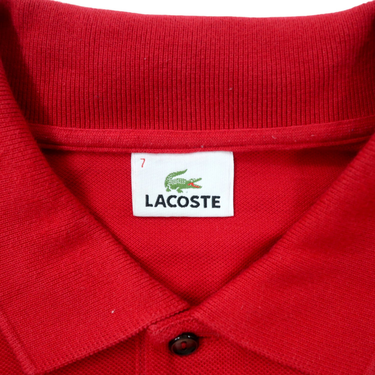 Spain MADE LACOSTE Big Size Long Sleeve Polo Shirt 7 Red Cotton BASI S.A.