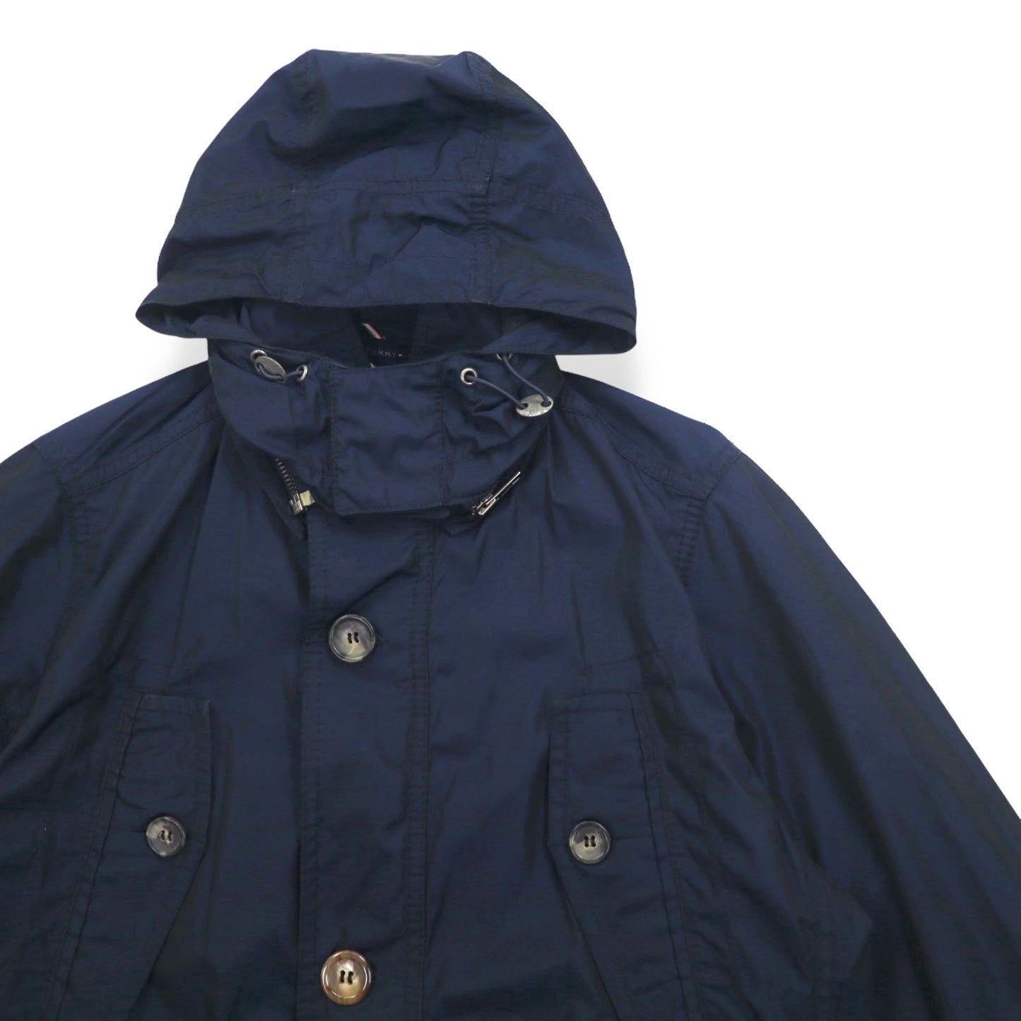 TOMMY HILFIGER 00年代 モッズコート フィールドパーカー S ドローコード フード着脱式 ダブルジップ