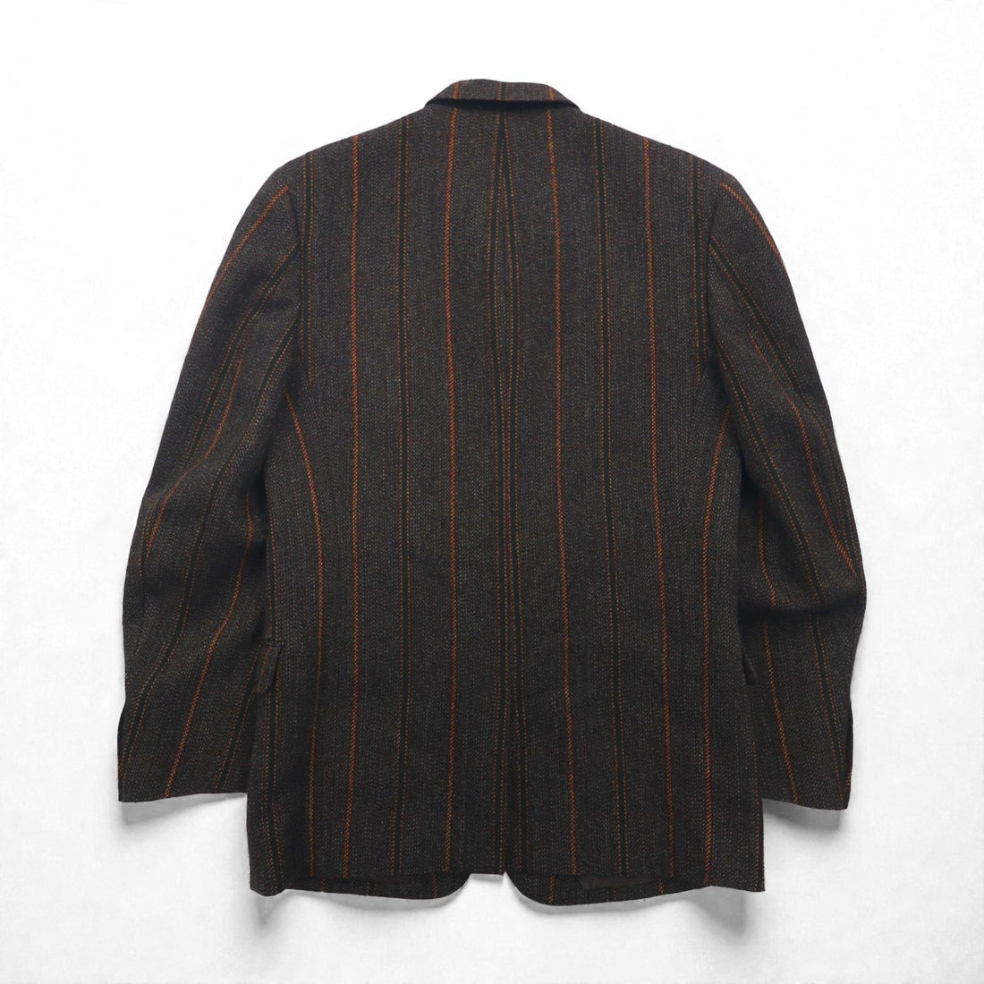 Men's Big 80s Vintage Blazer Tweed Tailored Jacket, Size M, Brown Striped Wool Lining, Paisley Pattern,