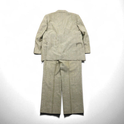 Vintage 90s Linen Suit TENGEN NEO PRETA 90年代 リネン混 2B サマースーツ セットアップ M ベージュ 麻 ペイズリー柄 裏地 ワイド