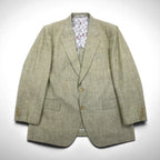 Vintage 90s TENGEN NEO PRETA Linen Suit, 2B Summer Suit Set, Beige, Paisley Print, Wide Lining, Size M