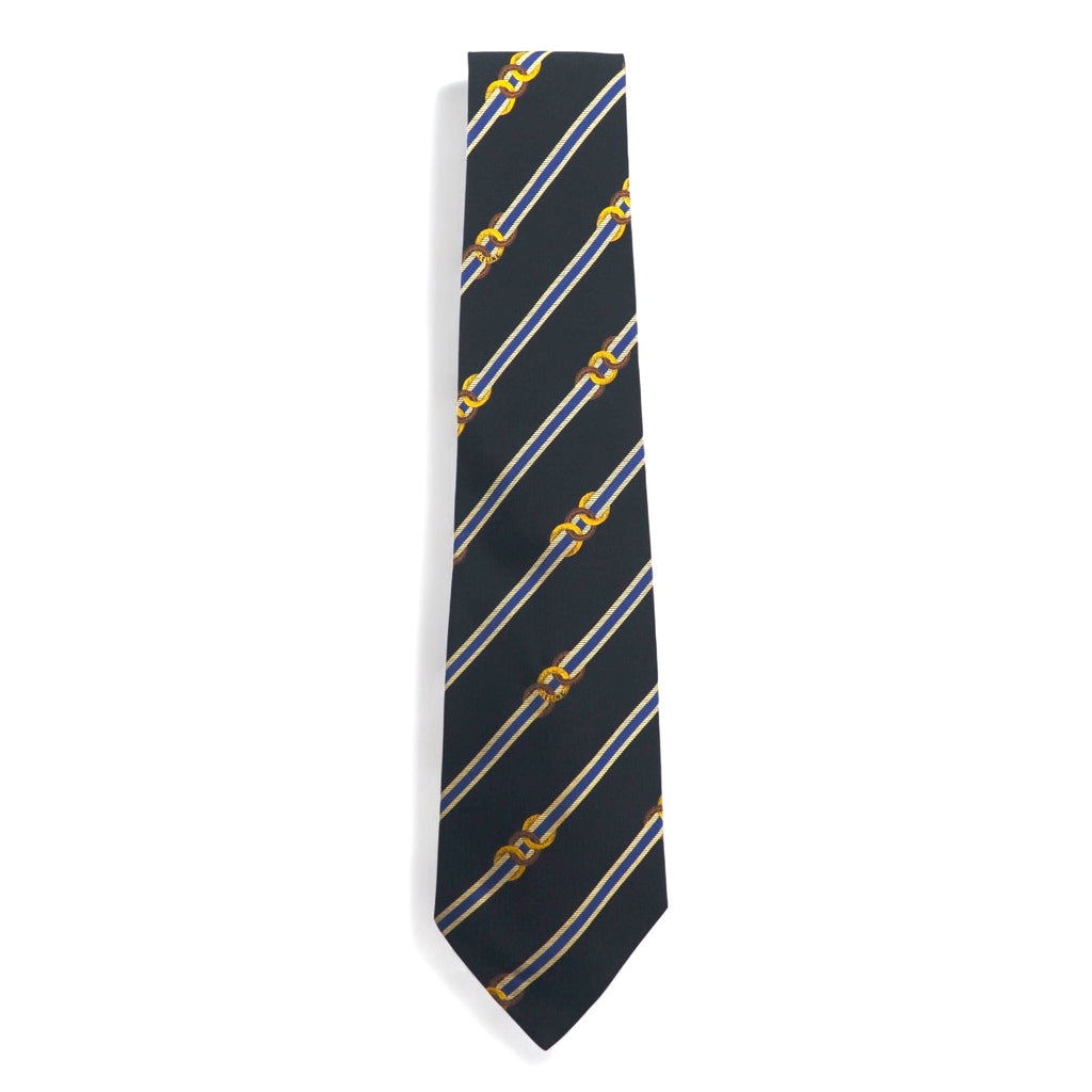 CELINE Spain made tie in black regimental stripes silk