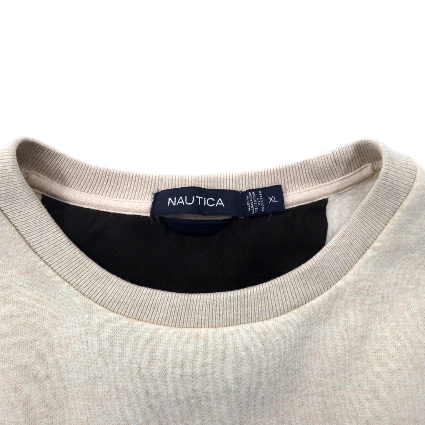 NAUTICA クルーネック スウェット XL クリーム コットン 裏起毛 ワンポイントロゴ刺繍 ビッグサイズ