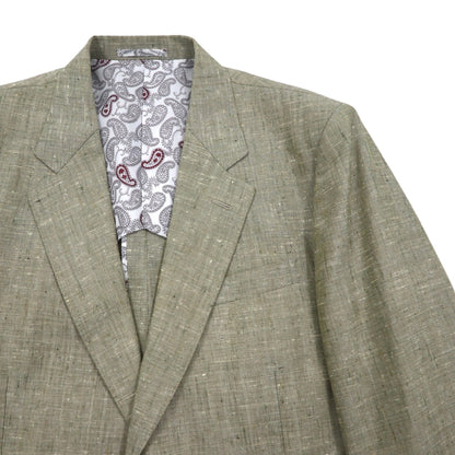 Vintage 90s Linen Suit TENGEN NEO PRETA 90年代 リネン混 2B サマースーツ セットアップ M ベージュ 麻 ペイズリー柄 裏地 ワイド