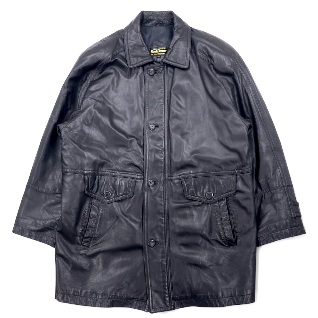 日本然リトテ-古着オンライン-Wind Armour 90年代 ラムレザー カーコート LL ブラック 羊革-Wind Armor 90's Lamb Leather Car Coat LL Black Sheep Leather