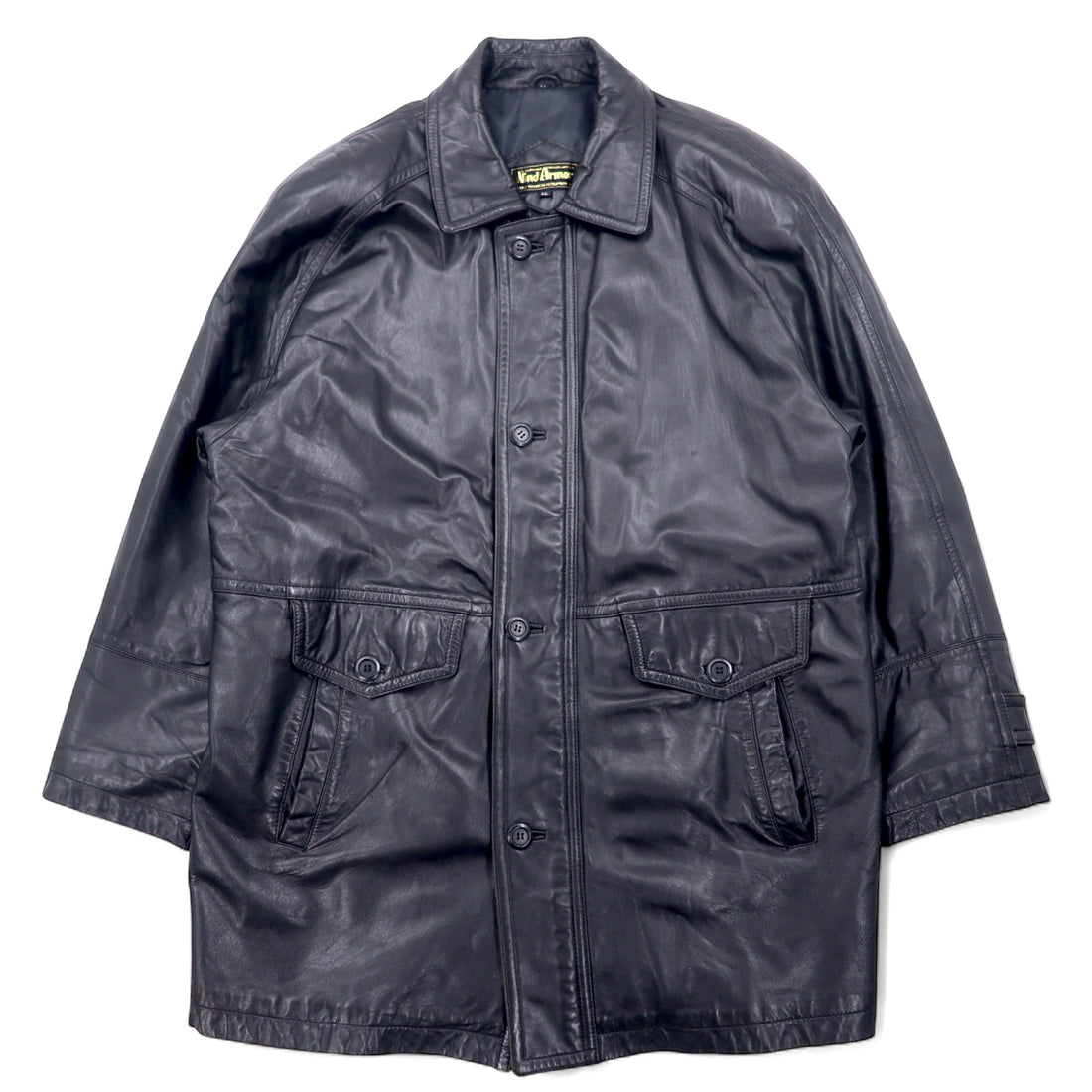 日本然リトテ-古着オンライン-Wind Armour 90年代 ラムレザー カーコート LL ブラック 羊革-Wind Armor 90's Lamb Leather Car Coat LL Black Sheep Leather