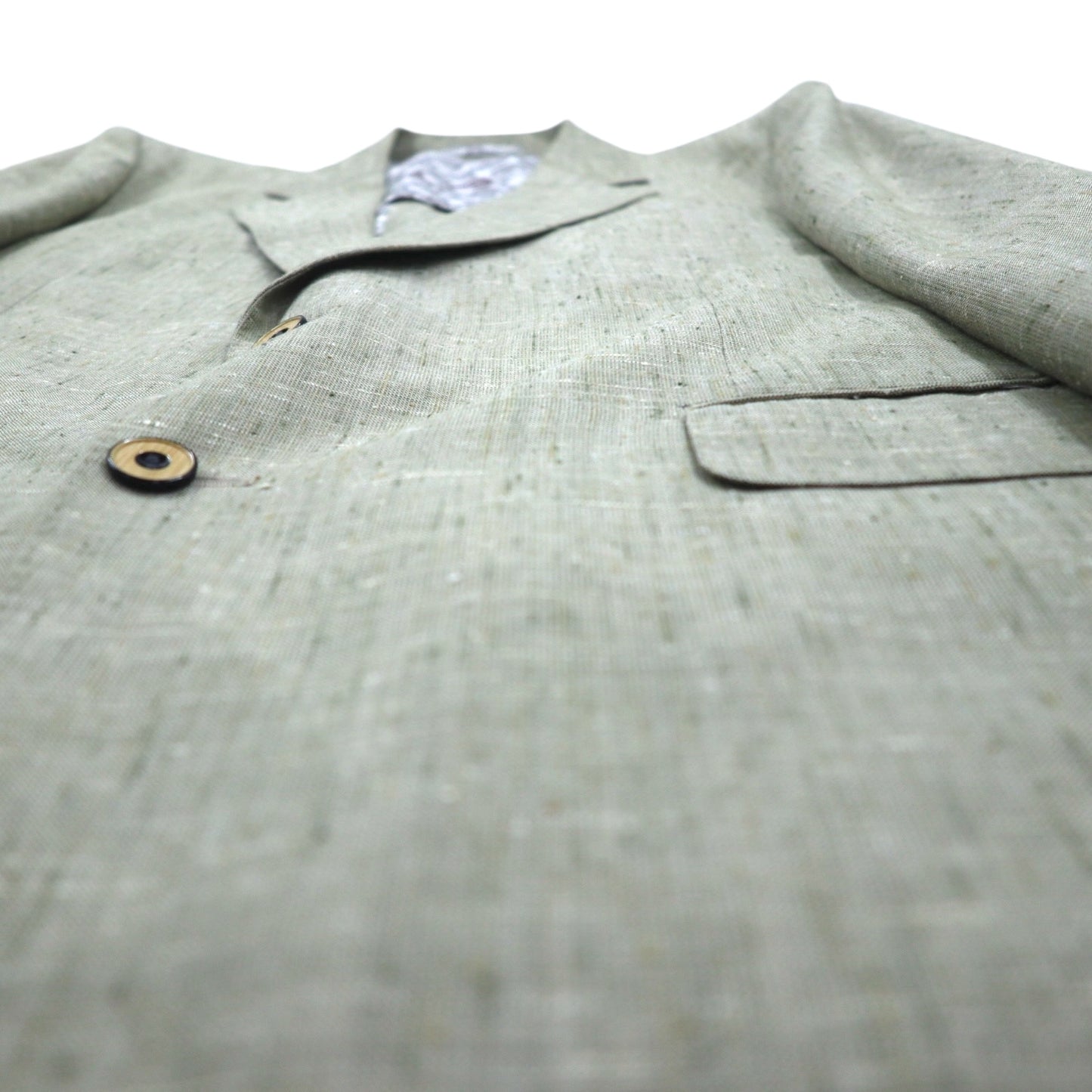 Vintage 90s Linen Suit TENGEN NEO PRETA 90年代 リネン混 2B サマースーツ セットアップ M ベージュ 麻 ペイズリー柄 裏地 ワイド