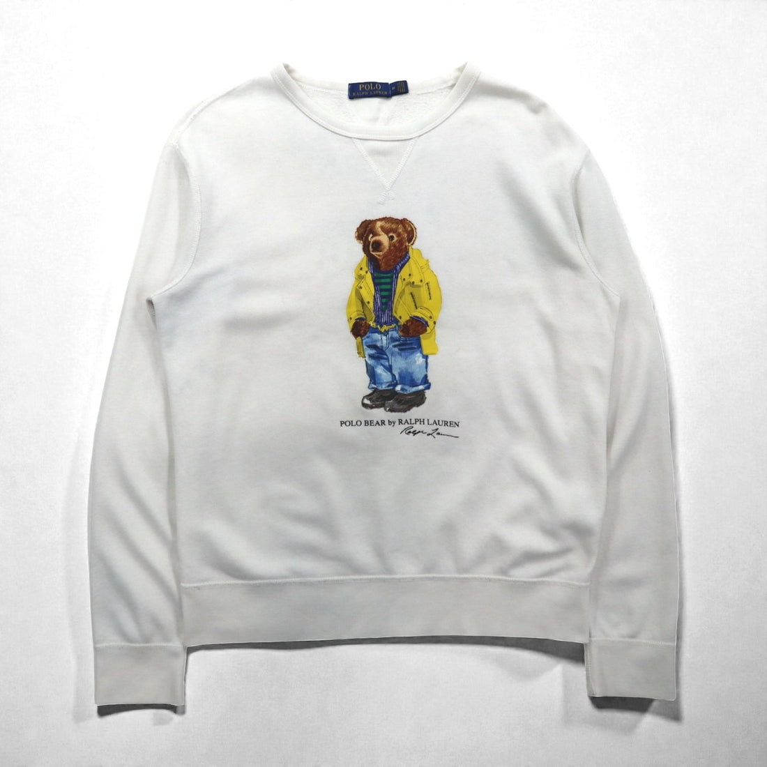 Polo Ralph Lauren Bear Front V Sweatshirt, Medium, White Cotton