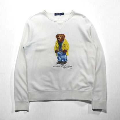 Polo Ralph Lauren ポロベア 前V スウェット トレーナー M ホワイト コットン