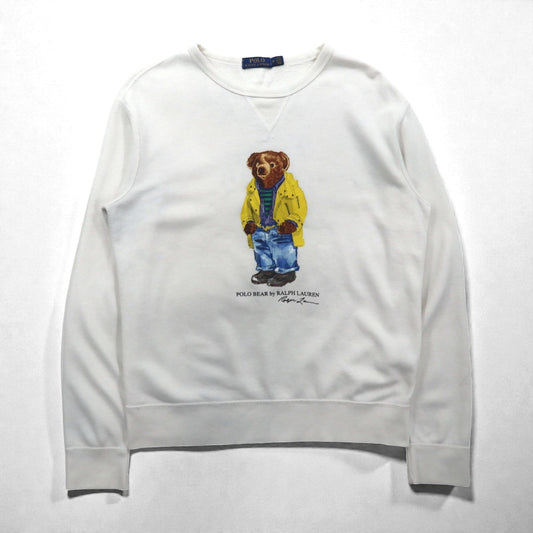 Polo Ralph Lauren ポロベア 前V スウェット トレーナー M ホワイト コットン