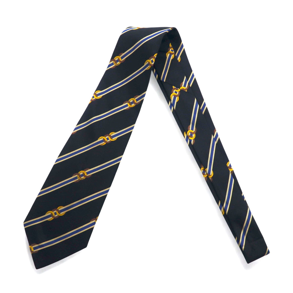 CELINE Spain made tie in black regimental stripes silk