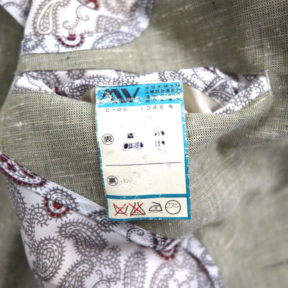 Vintage 90s Linen Suit TENGEN NEO PRETA 90年代 リネン混 2B サマースーツ セットアップ M ベージュ 麻 ペイズリー柄 裏地 ワイド